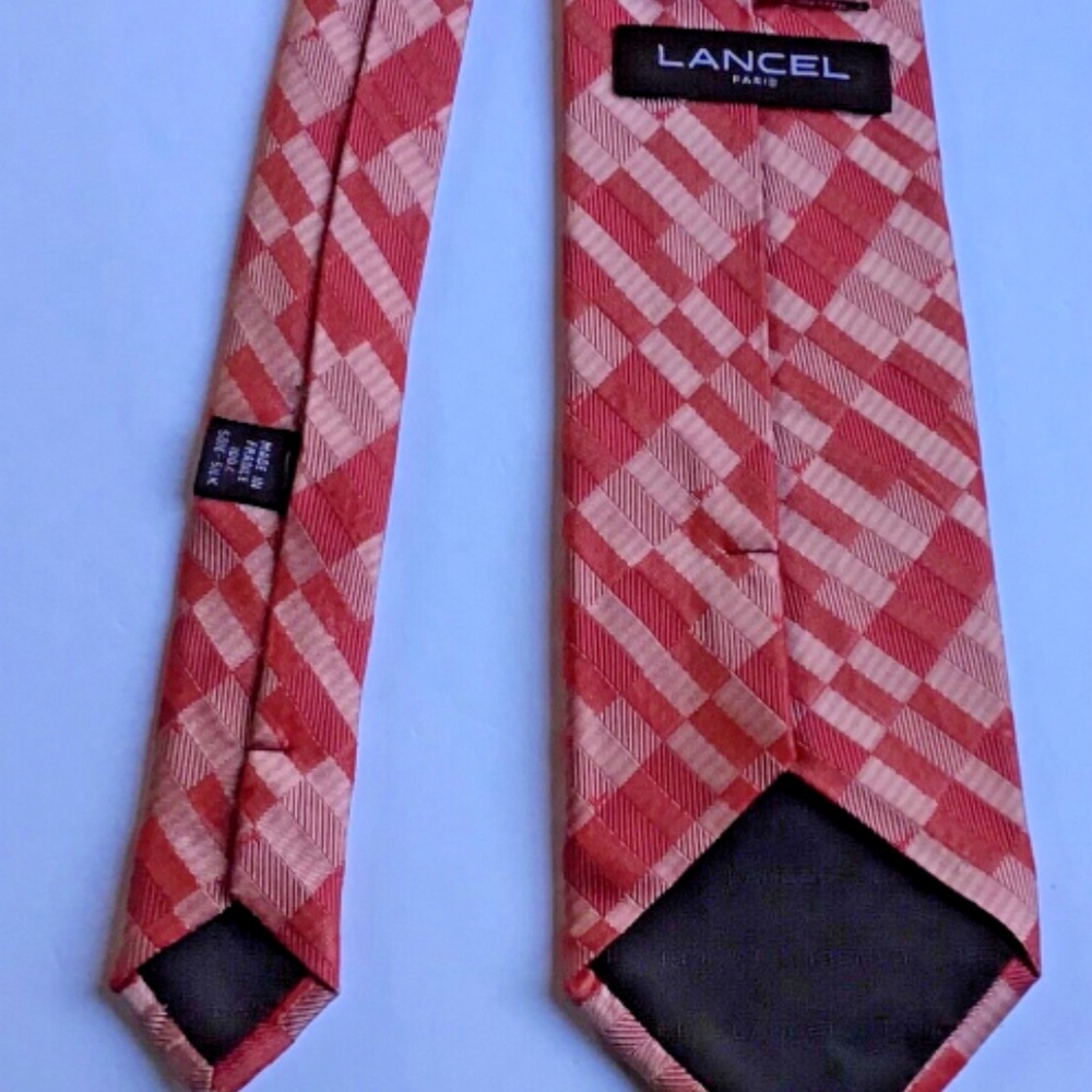 Lancel Paris red and pink all silk Tie. Made in France 🇫🇷